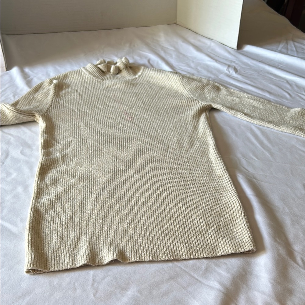 Express Gold and Cream Ribbed Sweater